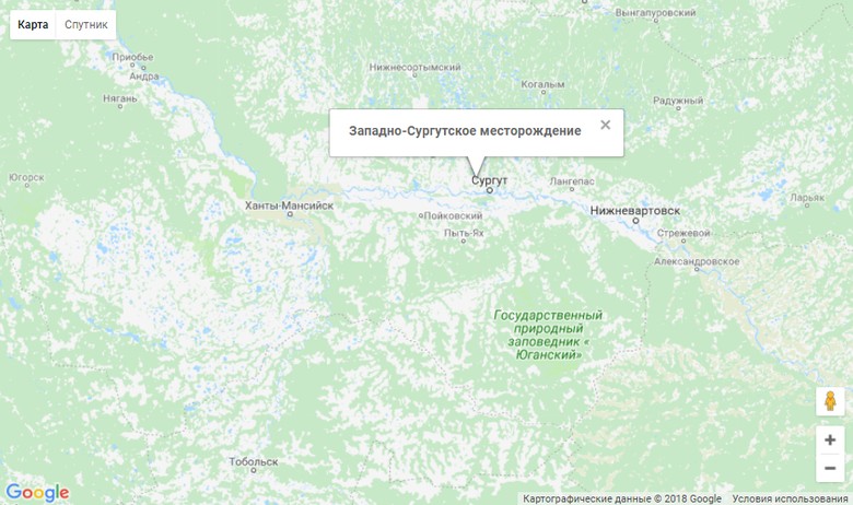 Сургутнефтегаз карта месторождений