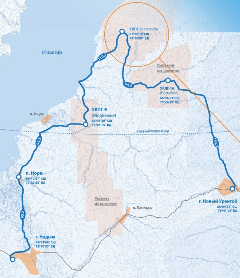 Карта заполярный новый уренгой