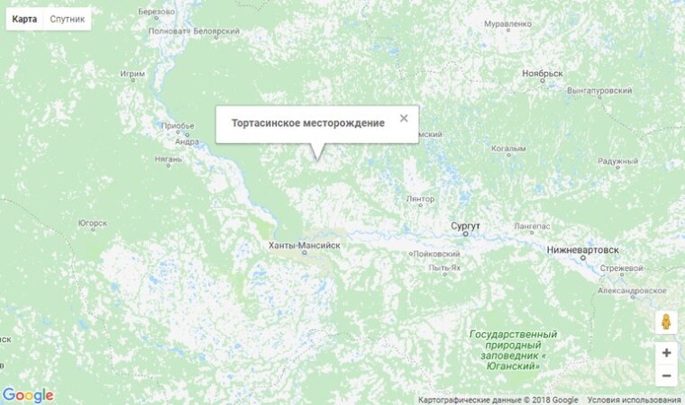 тортасинское карта